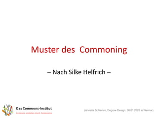 Muster des Commoning
– Nach Silke Helfrich –
(Annette Schlemm, Degrow Design, 08.01.2020 in Weimar)
 