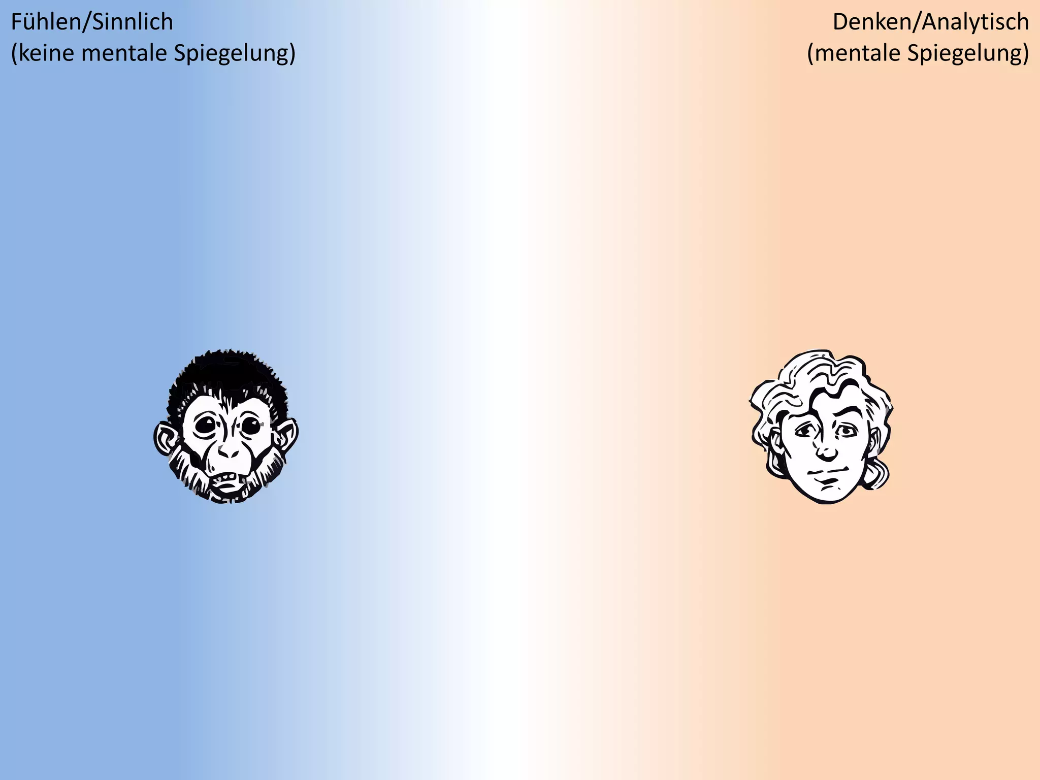 Fühlen/Sinnlich
(keine mentale Spiegelung)
Denken/Analytisch
(mentale Spiegelung)
 