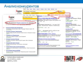 Анализ конкурентов




 context.altera-media.com
 vk.com/altera_media
 @altera_media
 