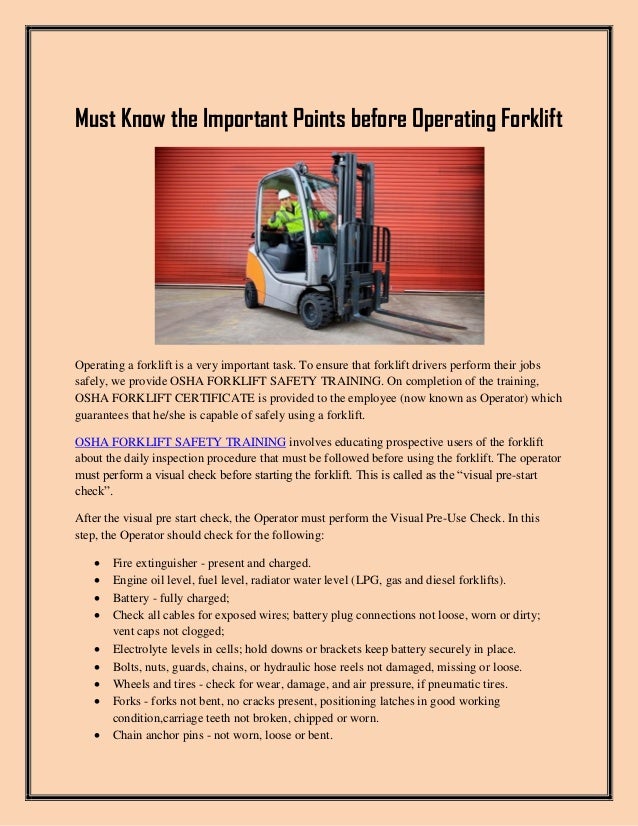 Must Know The Important Points Before Operating Forklift