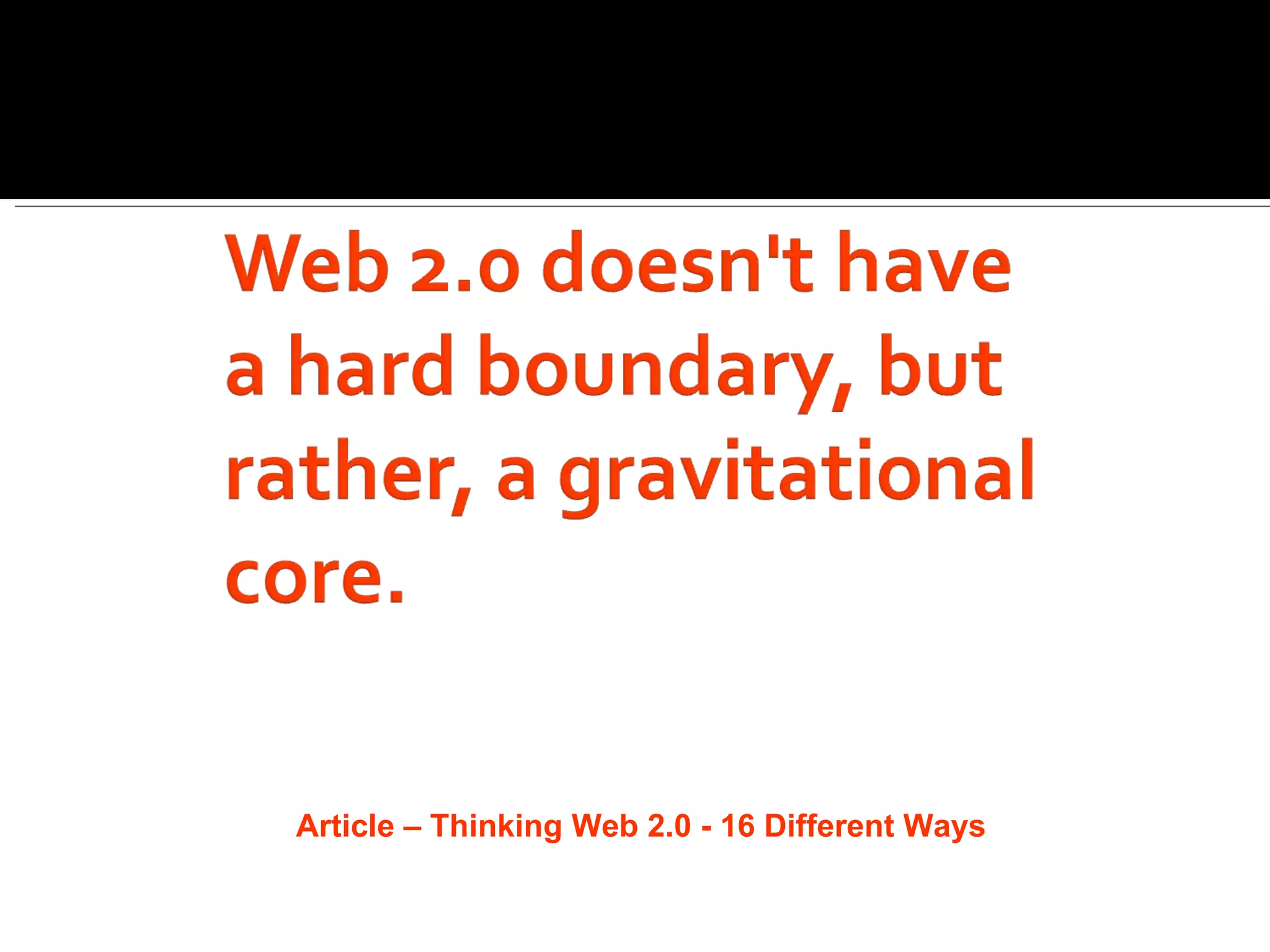 Article – Thinking Web 2.0 - 16 Different Ways 