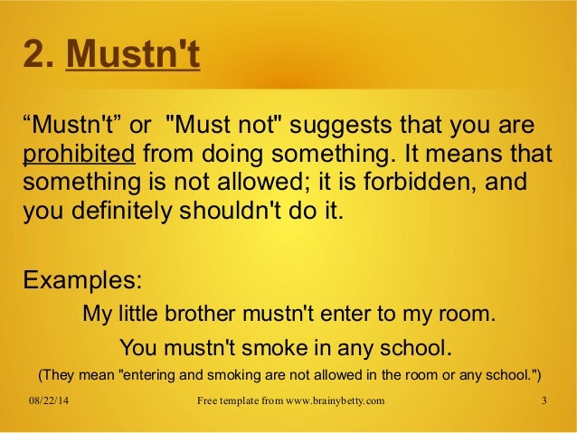 Must Mustn T And Don T Need To