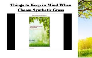 Things to Keep in Mind When
Choose Synthetic Grass
 