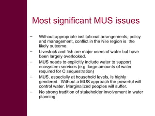 Multiple use services: Key issues in the Nile Basin of Ethiopia