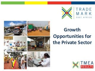 Growth
Opportunities for
the Private Sector
 