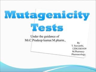 By
T. Sravanthi,
12DG1SO1O9
M.Pharmacy
Pharmacology,
Under the guidance of
Mr.C.Pradeep kumar.M.pharm.,
1
 