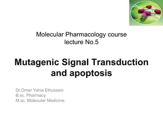 Molecular Pharmacology course
lecture No.5
Mutagenic Signal Transduction
and apoptosis
Dr.Omer Yahia Elhussein
B.sc. Pharmacy.
M.sc. Molecular Medicine.
 