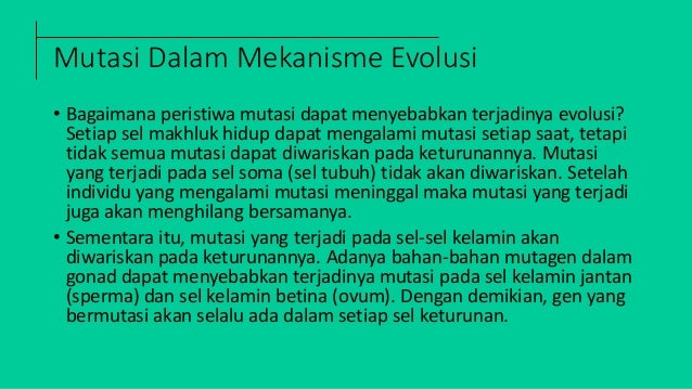 Powerpoint Mutasi dalam mekanisme evolusi manusia biologi SMA