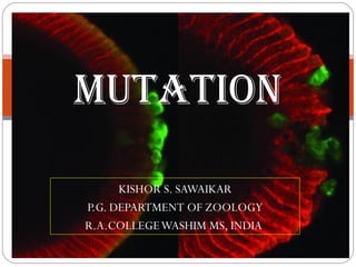KISHOR S. SAWAIKAR P.G. DEPARTMENT OF ZOOLOGY R.A.COLLEGE WASHIM MS, INDIA  Mutation 