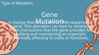 PowerPoint presentation for Mutation and its classifications. | PPTX