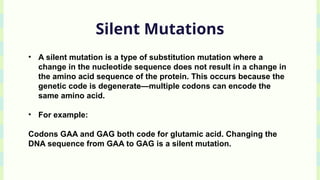 Mutations in Protein-Coding Genes: Mechanisms and Implications | PPTX