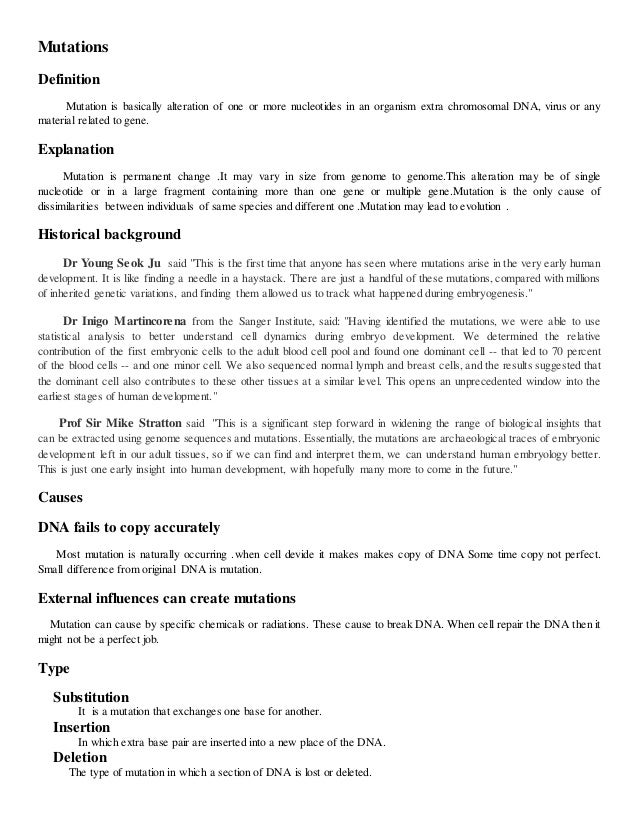 Mutations Types Causes