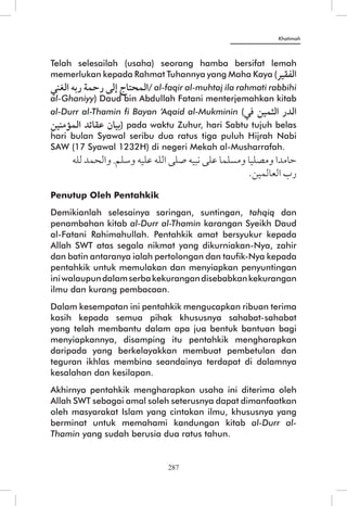 287 
Khatimah 
 