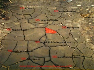 MS  erzählt tiefe Seelengeschichten MS  macht kompromisslos MS   ist treu MS   ist bedingungslos Gabriela Pichelmayer, Berufsunfähigkeits-Mindestpension seit 2007 MS   zeigt das Leben MS  macht aufmerksam MS  hat Forderungen MS   hat Wünsche MS  lässt spüren 