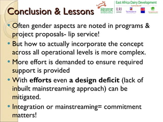 Stepping out in the right direction: Integrating gender in EADD