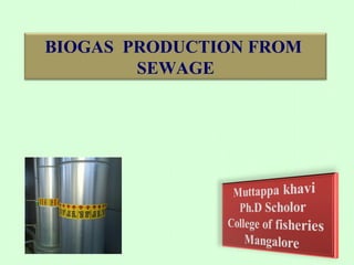BIOGAS PRODUCTION FROM
SEWAGE

 

 