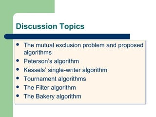 Mutual Problem Mutual exclusion | PPT