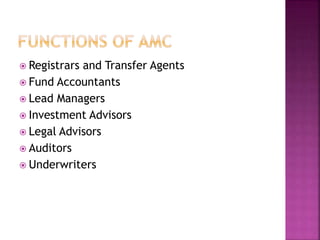 Registrars and Transfer Agents
 Fund Accountants
 Lead Managers
 Investment Advisors
 Legal Advisors
 Auditors
 Underwriters
 