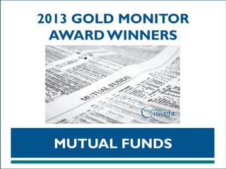 2013 GOLD MONITOR
AWARD WINNERS

MUTUAL FUNDS

 