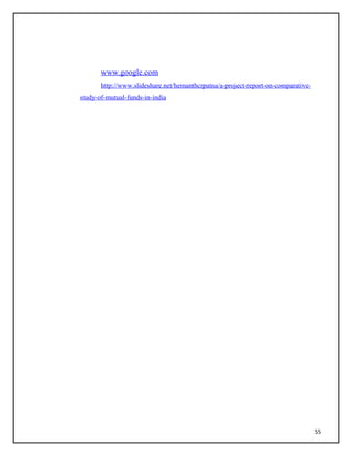 www.google.com
http://www.slideshare.net/hemanthcrpatna/a-project-report-on-comparative-
study-of-mutual-funds-in-india
55
 