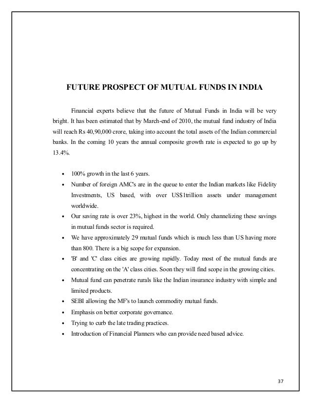 Finance project help on mutual funds