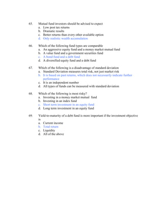 Mutual Fund Question Bank 2 | DOC