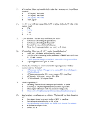 Mutual Fund Question Bank 2 | DOC