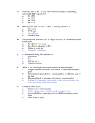 Mutual Fund Question Bank 2 | DOC