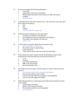 Mutual Fund Question Bank 2 | DOC