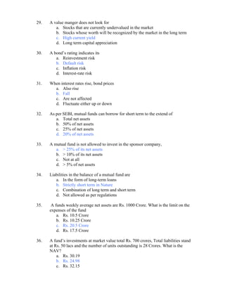 Mutual Fund Question Bank 2 | DOC