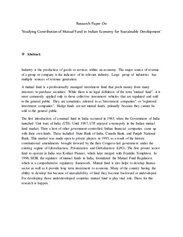 Economic research paper
