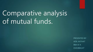 Comparative analysis
of mutual funds.
PRESENTED BY
ADIL KATHAT
BBA IV A
0181BBA147
 