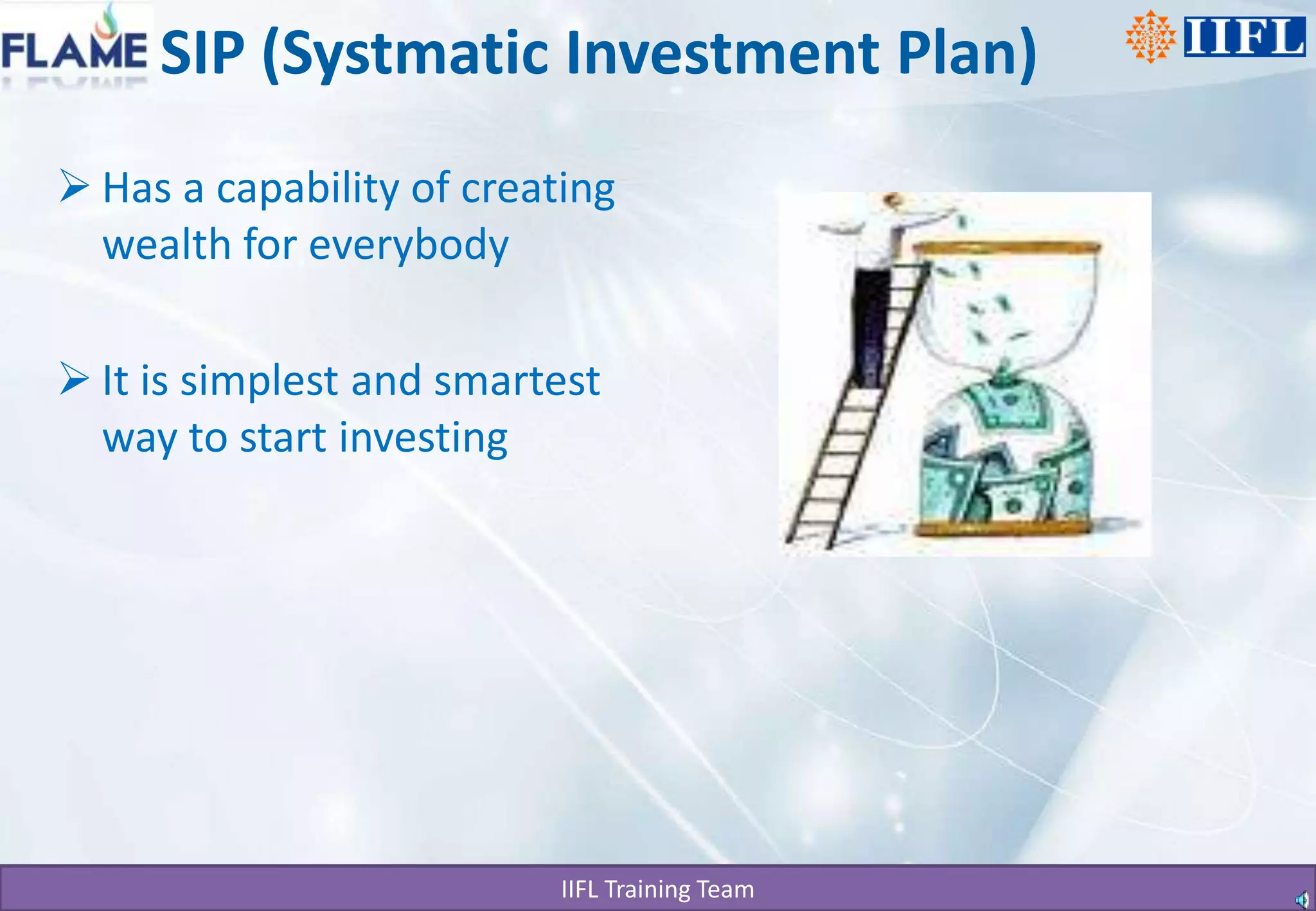 SIP (Systmatic Investment Plan)Has a capability of creating wealth for everybodyIt is simplest and smartest way to start investing