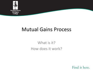 Mutual Gains Process

      What is it?
   How does it work?
 