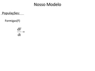 Nosso Modelo Formigas(F) Populações: 