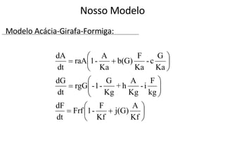 Nosso Modelo Modelo Acácia-Girafa-Formiga: 