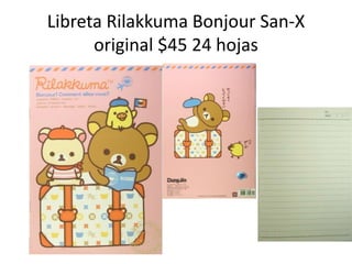 Libreta RilakkumaBonjour San-X original $45 24 hojas