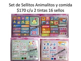Set de Sellitos Animalitos y comida $170 c/u 2 tintas 16 sellos