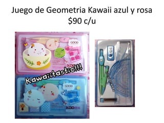 Juego de GeometriaKawaii azul y rosa $90 c/u