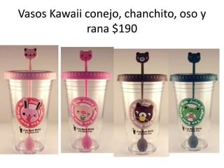 Vasos Kawaii conejo, chanchito, oso y rana $190