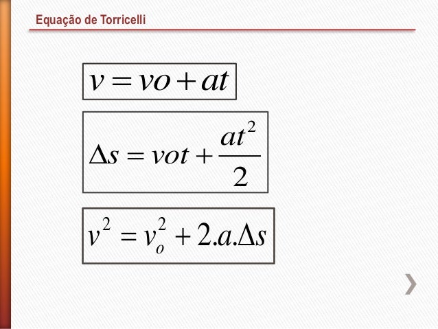Movimento Uniformemente Variado - Equação de Torricelli