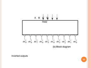 A   B   C   D
                           7442




                                   (b) Block diagram



Inverted outputs
                                                       23
 