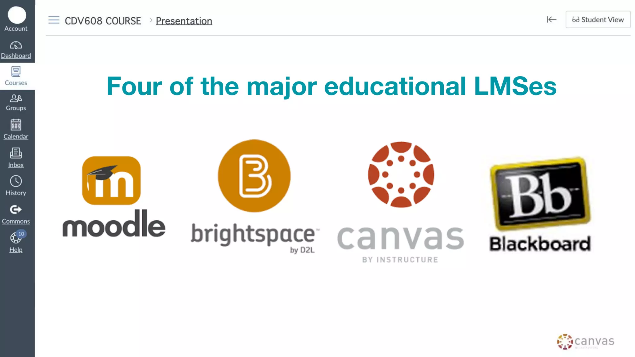 Four of the major educational LMSes
 