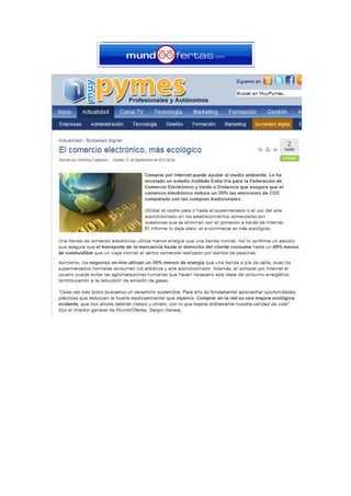 MundoOfertas en Muypymes “La Compra Online Reduce Las Emisiones de Co2 en Un 35%”