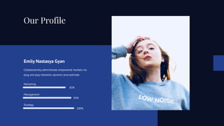 Our Profile
Collaboratively administrate empowered markets via
plug and play networks. dynamic procrastinate.
Marketing
83%
Management
94%
Strategy
100%
Emily Nastasya Gyan
 