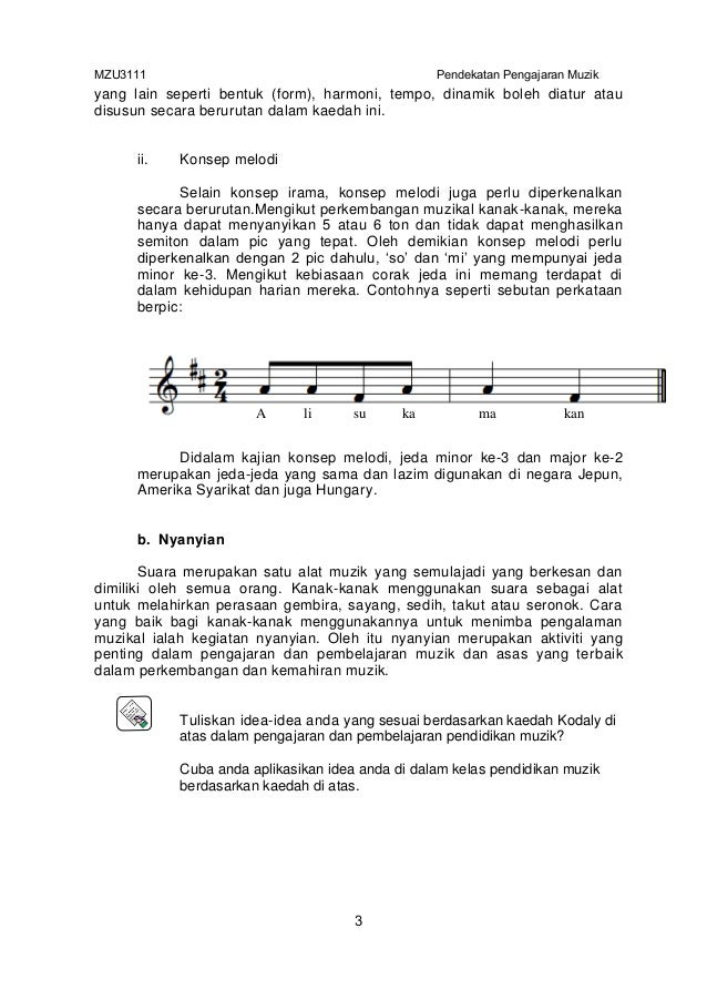 Aktiviti Pendekatan Muzik Pdf