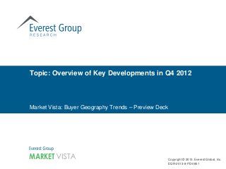 Topic: Overview of Key Developments in Q4 2012



Market Vista: Buyer Geography Trends – Preview Deck




                                                      Copyright © 2013, Everest Global, Inc.
                                                      EGR-2013-8-PD-0851
 