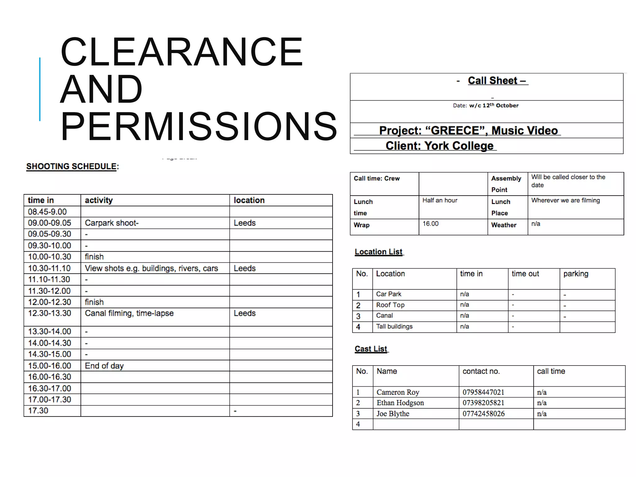 CLEARANCE
AND
PERMISSIONS
 