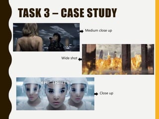 TASK 3 – CASE STUDY
Medium close up
Wide shot
Close up
 