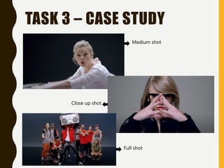TASK 3 – CASE STUDY
Medium shot
Close up shot
Full shot
 
